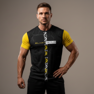 Eljay Nexus Black & Yellow Unisex Sports T-Shirt